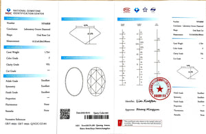 Doveggs 1.73ct Oval Rose Cut F color VS1 Clarity Excellent cut lab diamond stone(certified)
