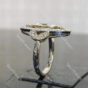 Doveggs marquise bezel art deco vintage pave moissnaite engagement ring