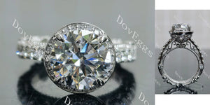 Doveggs pave halo art deco engagement ring semi-mount only(Exclusively to DovEggs Stones)