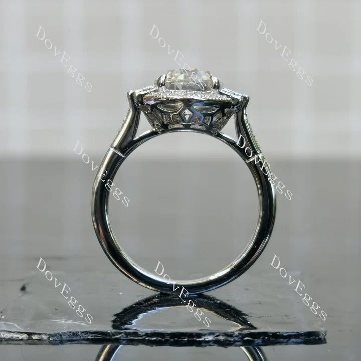 Doveggs halo atr deco engagement ring semi-mount only(Exclusively to DovEggs Stones)