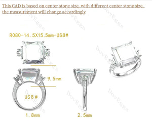 Doveggs three-stone engagement ring only semi-mount only(Exclusively to DovEggs Stones)