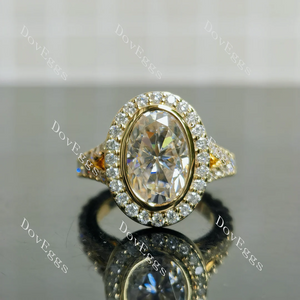 Doveggs bezel halo split shanks 3/4 eternity engagement ring semi-mount only(Exclusively to DovEggs stones)