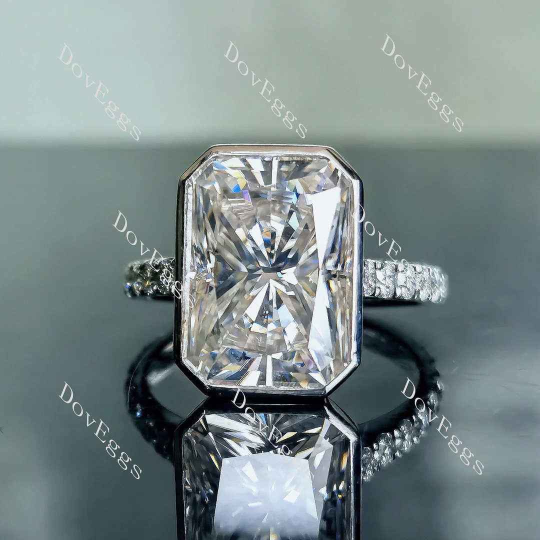 Doveggs bezel pave engagement ring semi-mount only(Exclusively to DovEggs Stones)