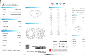 Doveggs 2.16ct cushion F color VS1 Clarity Excellent cut lab diamond stone(certified)