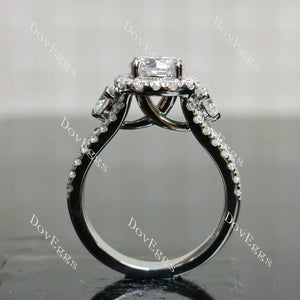 The Josephine round halo side stones split shanks moissanite engagement ring