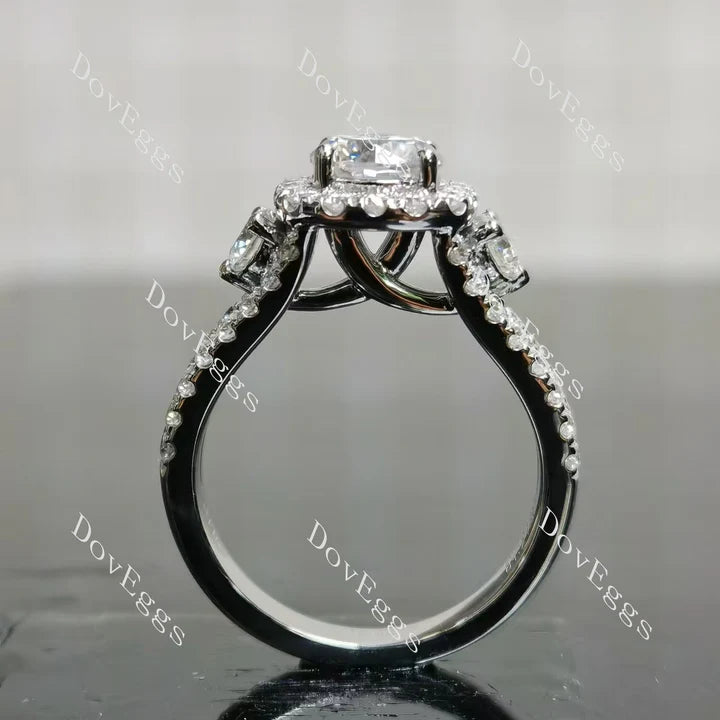 The Josephine halo side stones split shanks engagement ring semi-mount only(Exclusively to DovEggs Stones)