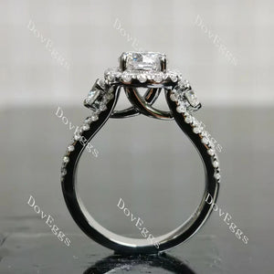 The Josephine halo side stones split shanks engagement ring semi-mount only(Exclusively to DovEggs Stones)