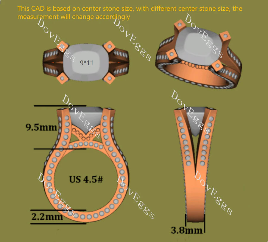 The Atlanta pave split shank engagement ring only semi-mount only(Exclusively to DovEggs Stones)