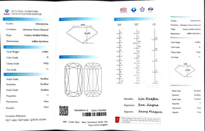 Doveggs 2.290ct Modified elongated cushion D color VVS2 Clarity Excellent cut lab diamond stone(certified)