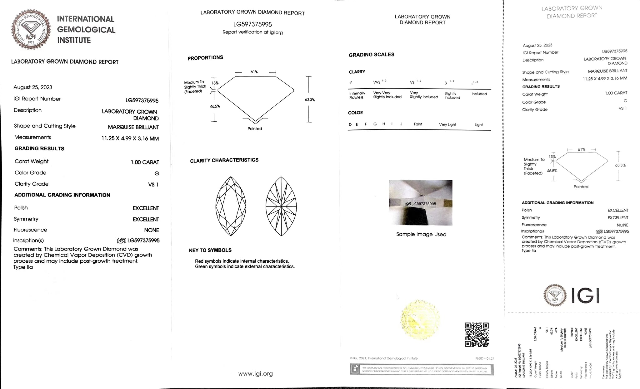 Doveggs 1.00ct Marquise G color VS1 Clarity Excellent cut lab diamond stone(certified)