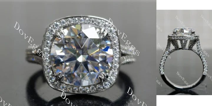 Doveggs halo split shanks engagement ring semi-mount only(Exclusively to DovEggs Stones)