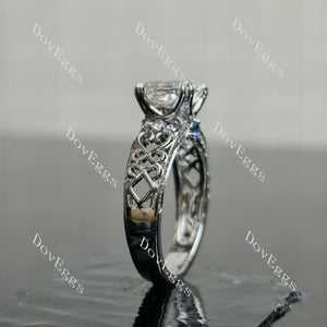 Doveggs Cushion Pave Art Deco Lab Grown Diamond Engagement Ring