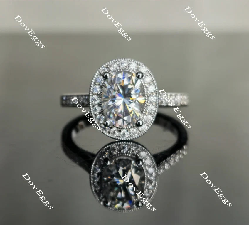 DovEggs half eternity pave halo engagement ring semi-mount only(Exclusively to DovEggs Stones)