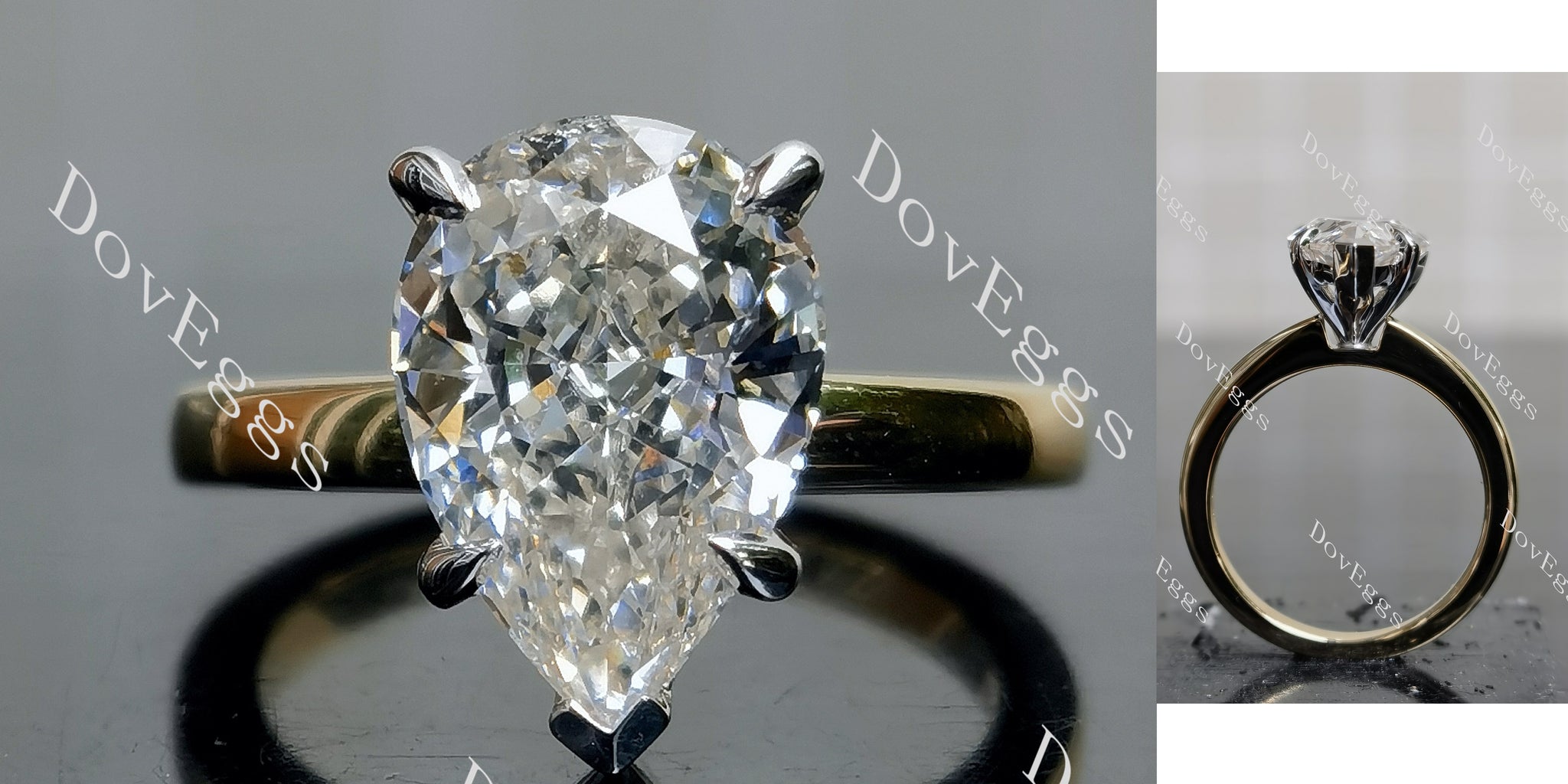 Doveggs Pear Pave Solitaire Lab Grown Diamond Engagement Ring