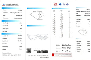 Doveggs 1.050ct Half-moon E color VS1 Clarity Excellent cut lab diamond stone(certified)