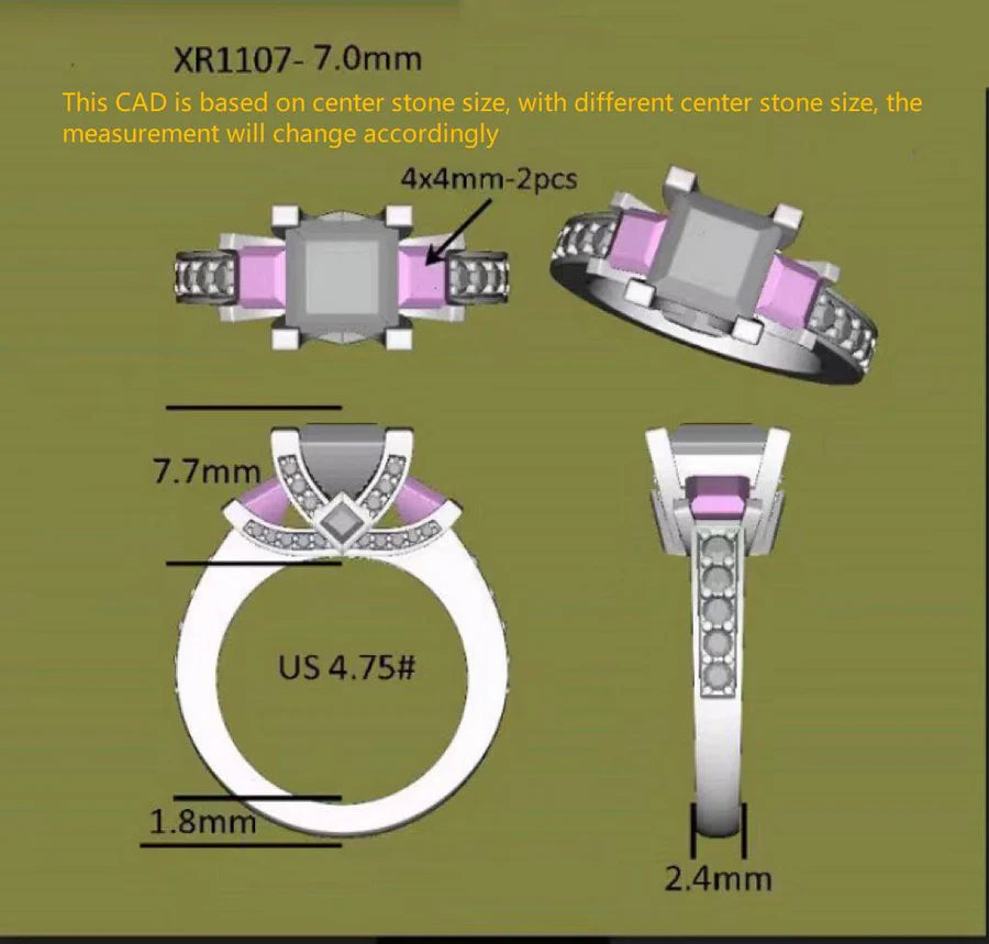 The Ginny side-stone engagement ring only semi-mount only(Exclusively to DovEggs Stones)