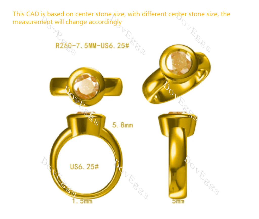 Doveggs solitaire bezel engagement ring semi-mount only(Exclusively to DovEggs Stones)