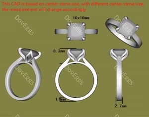 Doveggs solitaire engagement ring semi-mount only(Exclusively to DovEggs Stones)