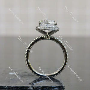 Doveggs Cushion Halo Eternity Lab Grown Diamond Engagement Ring