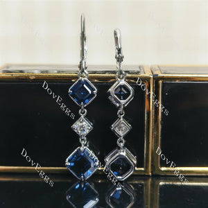 Doveggs asscher round bezel colored gem dangle earrings