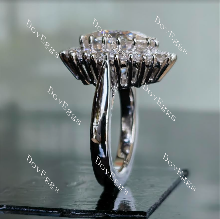 (size 8) Doveggs 14k white gold 10ct elongated oval moissnaite ring