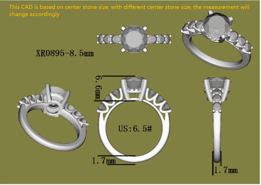 Mon Cherie round side stone engagement ring only semi-mount only(Exclusively to DovEggs Stones)