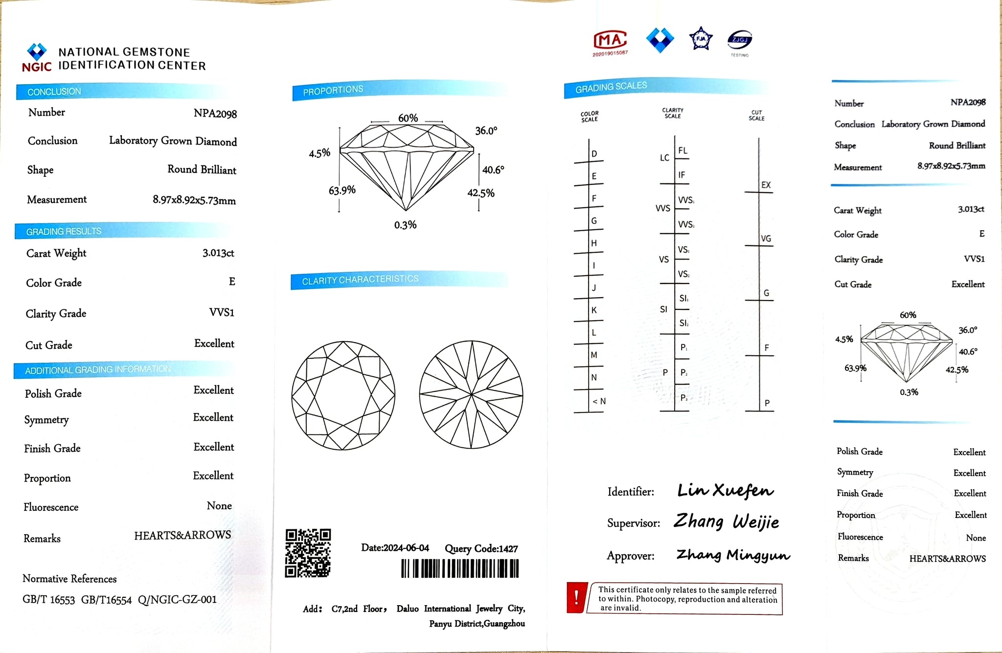 Doveggs 3.013ct Round E color VVS1 Clarity Excellent cut lab diamond stone(certified)