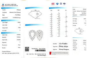 Doveggs 3.032ct pear E color VVS2 Clarity Excellent cut lab diamond stone(certified)