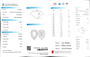 Doveggs 3.125ct Pear E color VS1 Clarity Excellent cut lab diamond stone(certified)