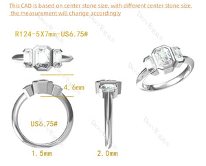 Doveggs three stone bezel engagement ring semi-mount only(Exclusively to DovEggs Stones)