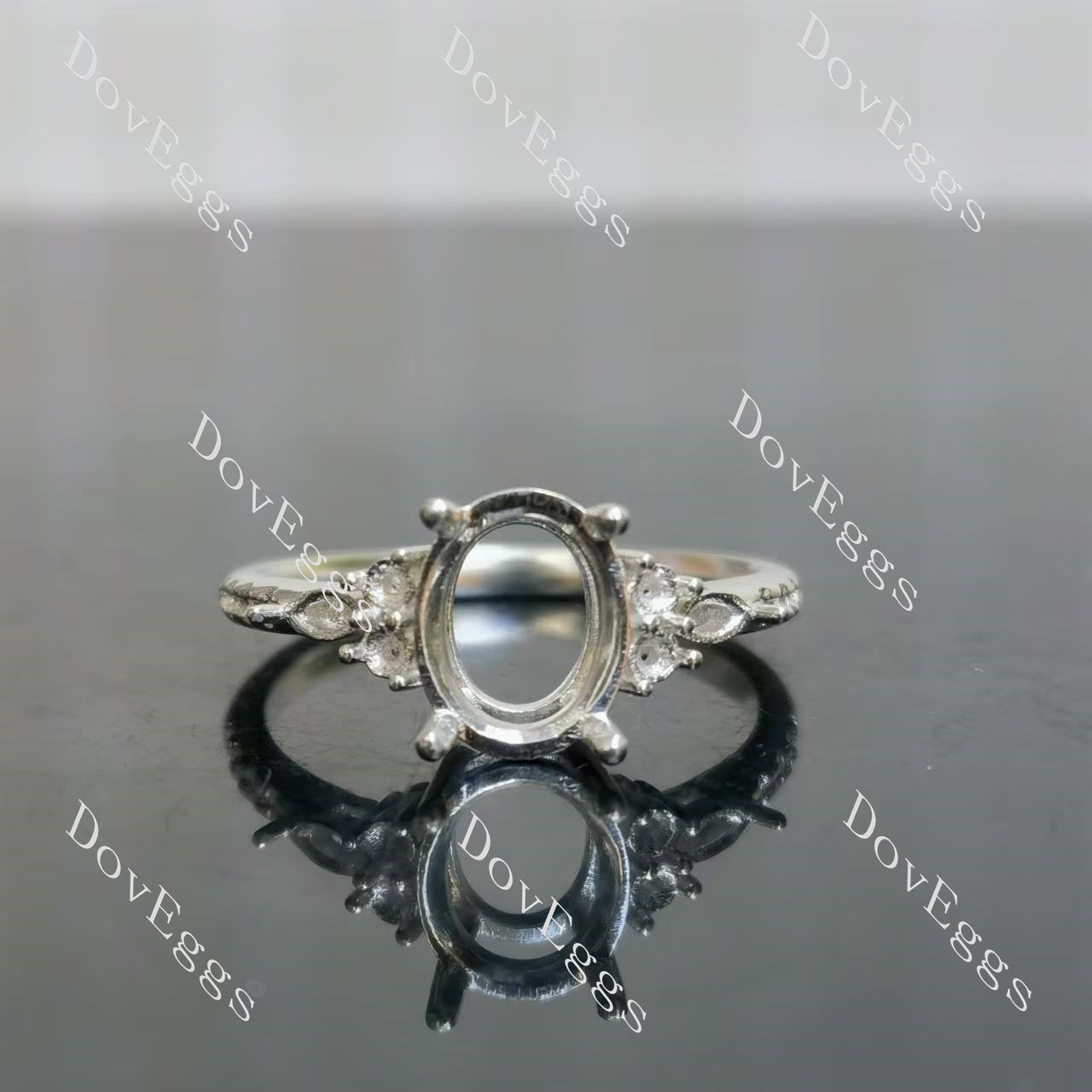 Doveggs pave side stones engagement ring semi-mount only(Exclusively to DovEggs Stones)