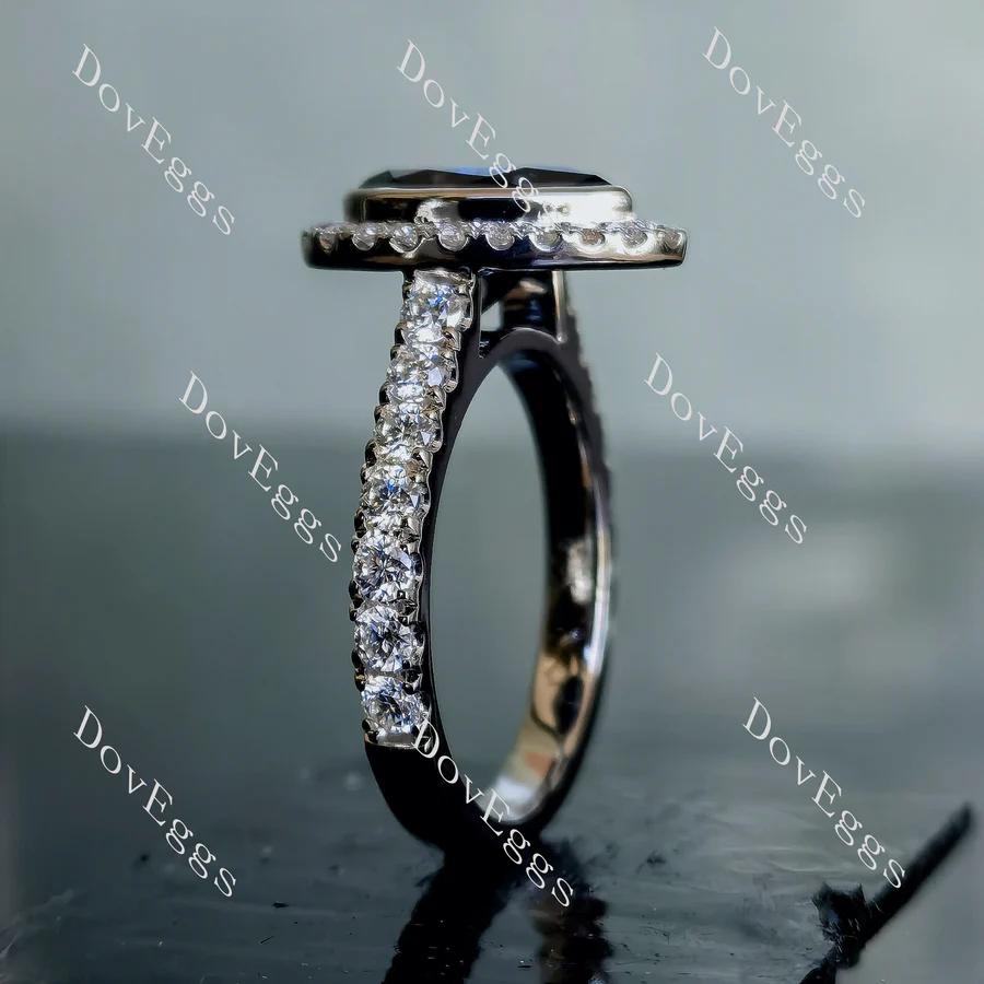 Doveggs halo bezel pave engagement ring semi-mount only(Exclusively to DovEggs stones)