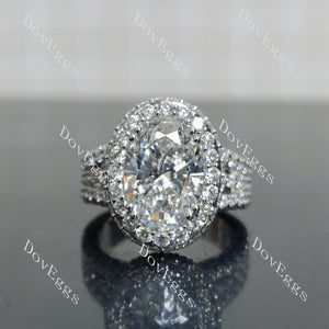 Doveggs oval halo pave vintage moissnaite engagement ring