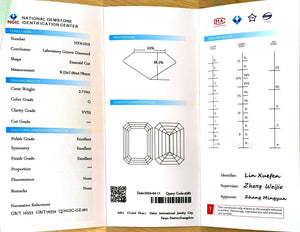 Doveggs 2.71ct emerald G Color VVS2 Clarity Excellent cut lab diamond stone(certified)