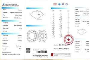 Doveggs 2.4ct cushion Fancy Vivid Yellow color VVS2 Clarity Excellent cut lab diamond stone(certified)