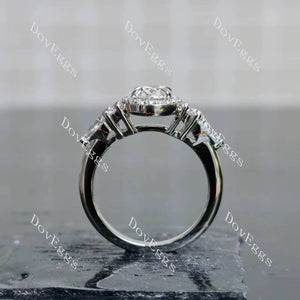 Doveggs Oval Halo Side Stones Lab Grown Diamond Engagement Ring