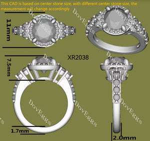 Doveggs halo side stones engagement ring semi-mount only(Exclusively to DovEggs Stones)