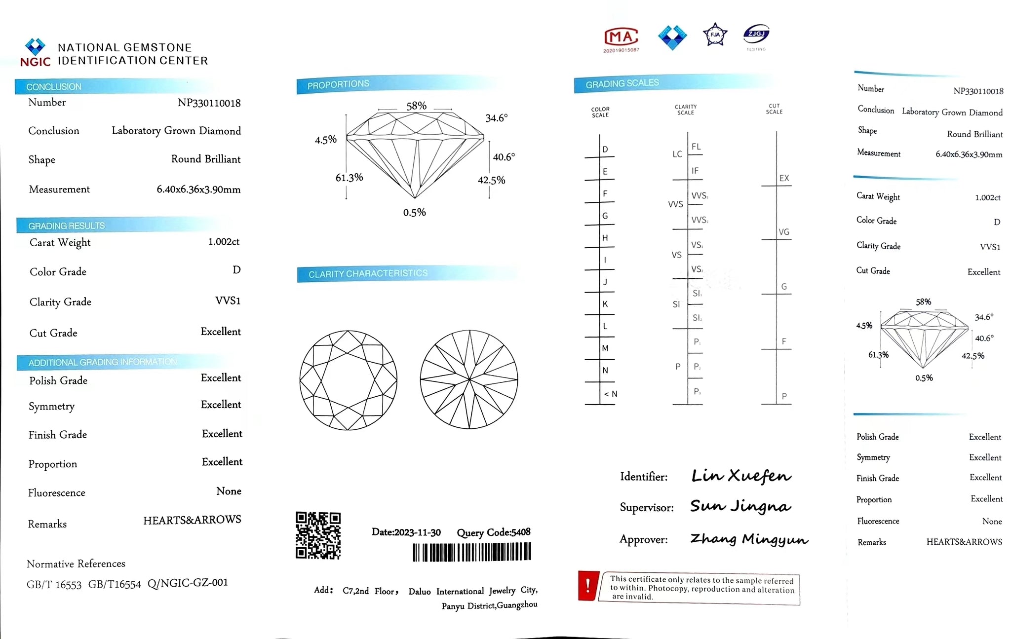 Doveggs 1.002ct round D color VVS1 Clarity Excellent cut lab diamond stone(certified)