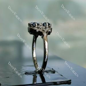 Doveggs round two-stone vintage twilight blue moissanite engagement ring