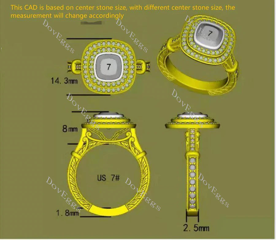 Perdurabo double halo engagement ring only semi-mount only(Exclusively to DovEggs Stones)