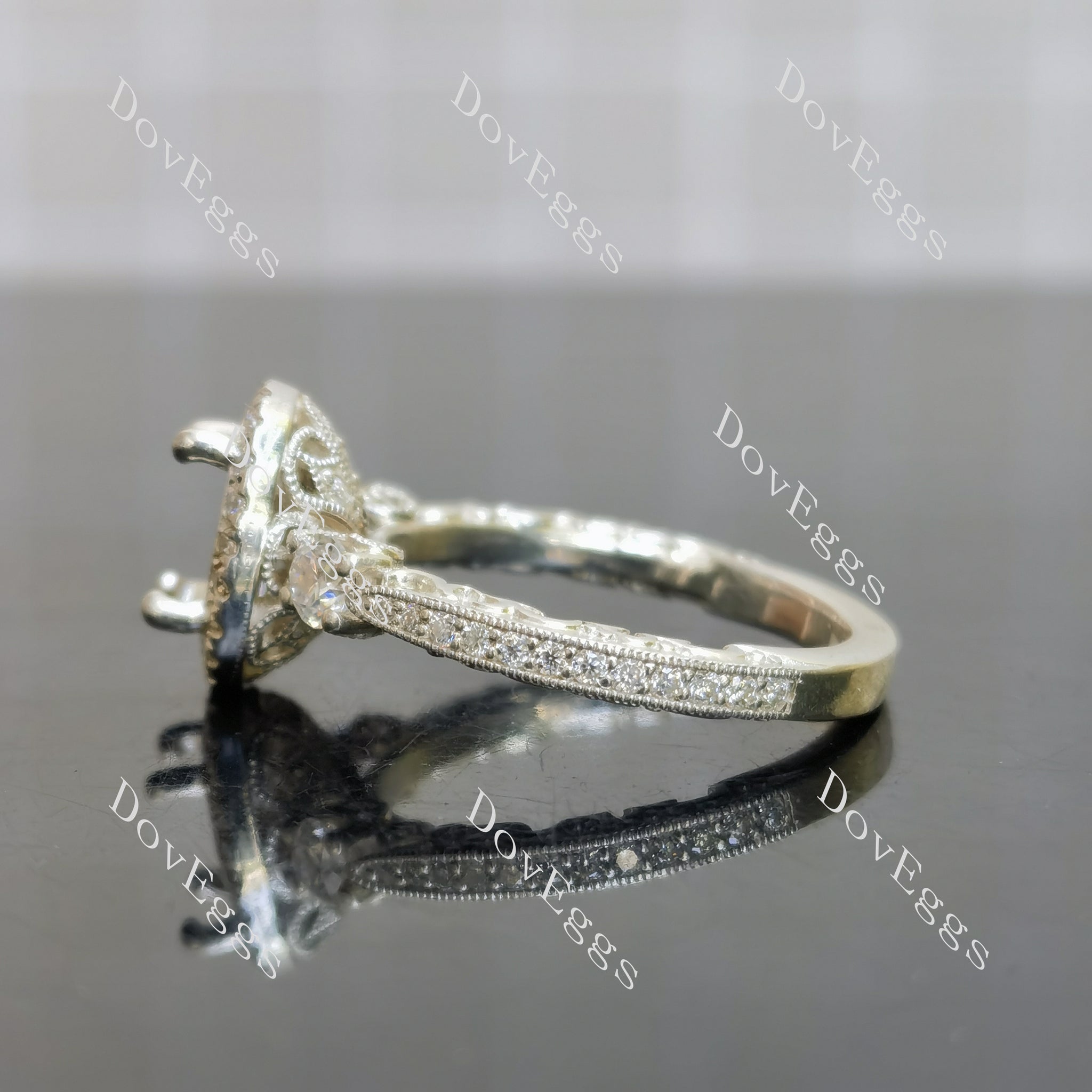 Doveggs vintage halo engagement ring semi-mount only(Exclusively to DovEggs Stones)