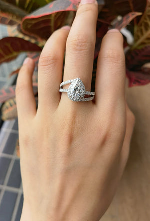 DovEggs pave halo engagement ring semi-mount only(Exclusively to DovEggs Stones)