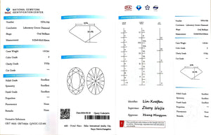 Doveggs 1.613ct oval F color VVS2 Clarity Excellent cut lab diamond stone(certified)