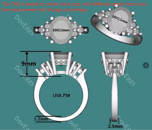 Teia Lily Oval side stone engagement ring only semi-mount only(Exclusively to DovEggs Stones)