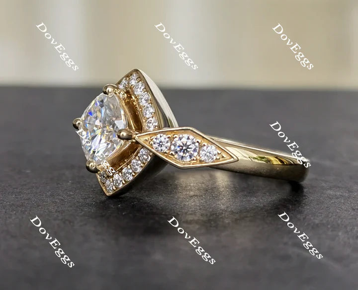 DovEggs art deco halo engagement ring only semi-mount only(Exclusively to DovEggs Stones)