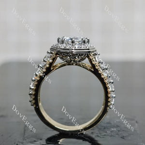 Doveggs octagon halo 3/4 eternity moissanite engagement ring