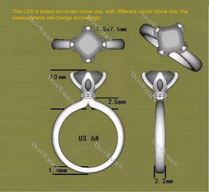 DovEggs flower shape engagement ring only semi-mount only(Exclusively to DovEggs Stones)