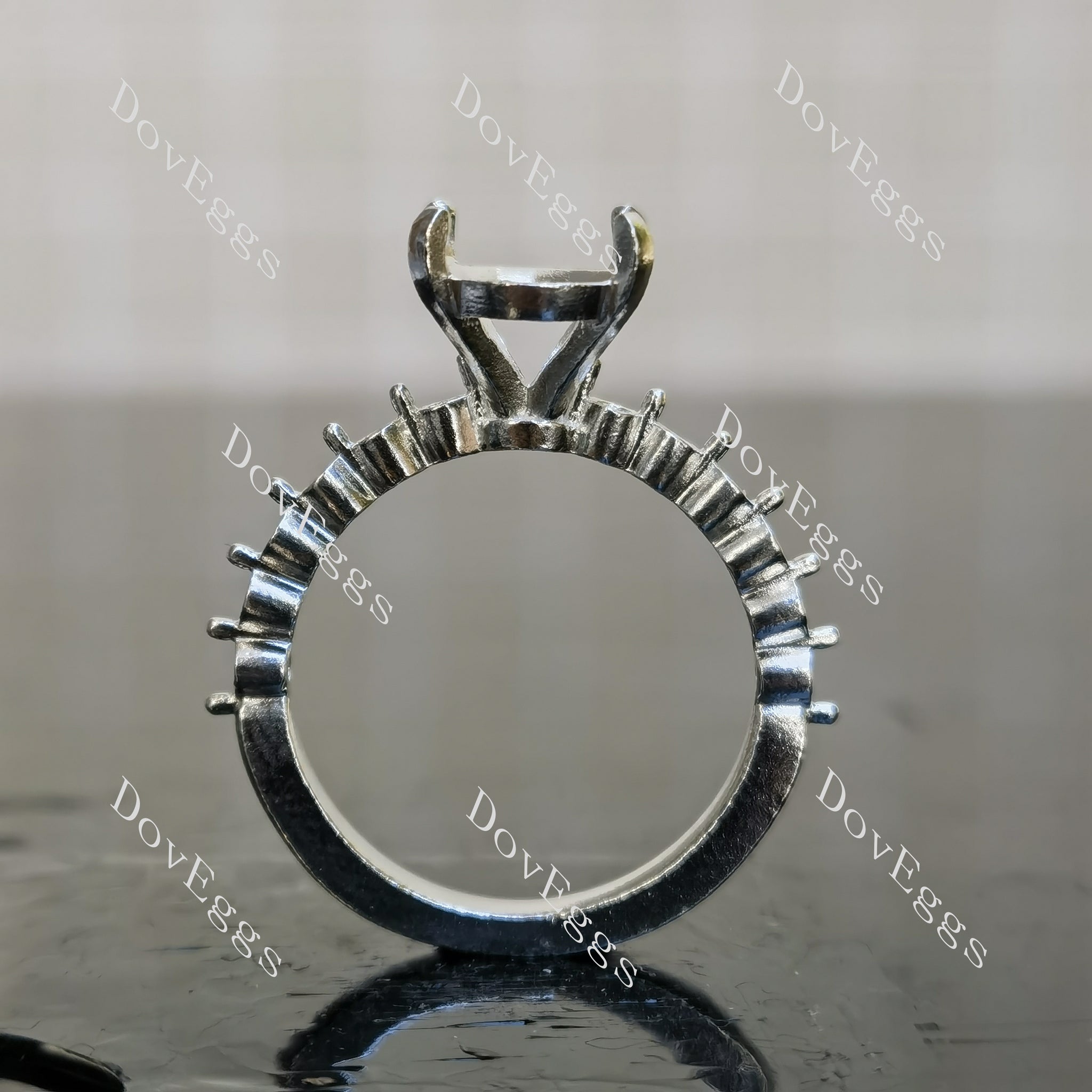 DovEggs pave engagement ring semi-mount only(Exclusively to DovEggs Stones)