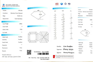 Doveggs 2.280ct asscher F color VVS2 Clarity Excellent cut lab diamond stone(certified)
