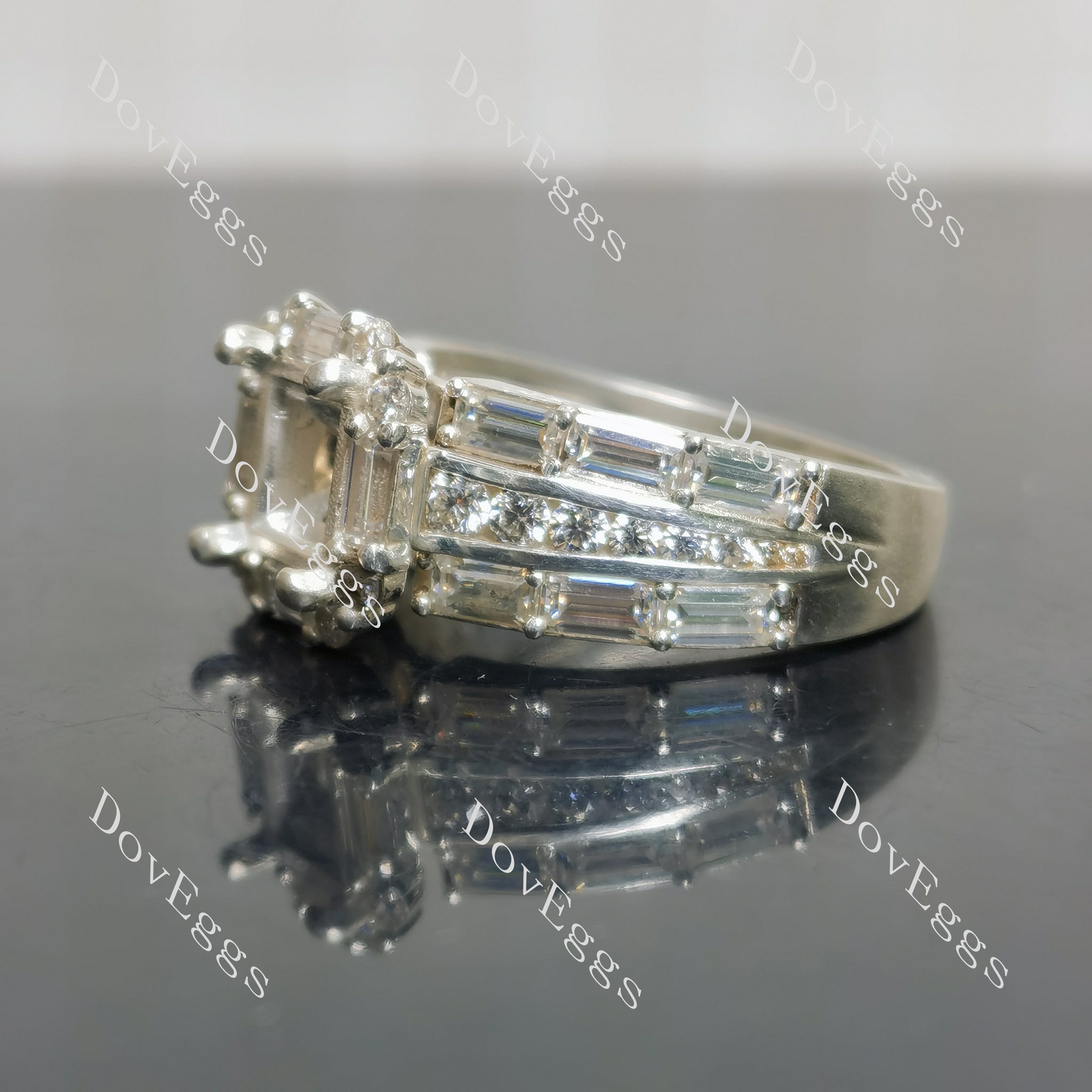 DovEggs halo pave art deco engagement ring only semi-mount only(Exclusively to DovEggs Stones)